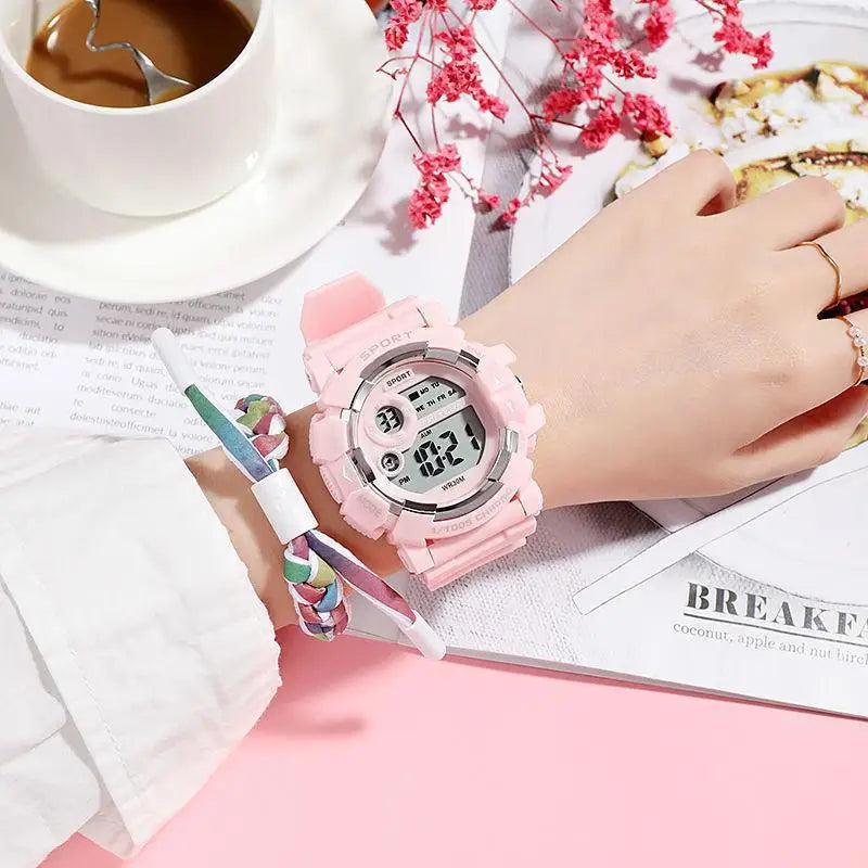YIKAZE Kids Watches Fashion Luminous Waterproof Alarm Clock Watches Boys and Girls Student Smart Electronic Watch Gift - Qoraheyhub