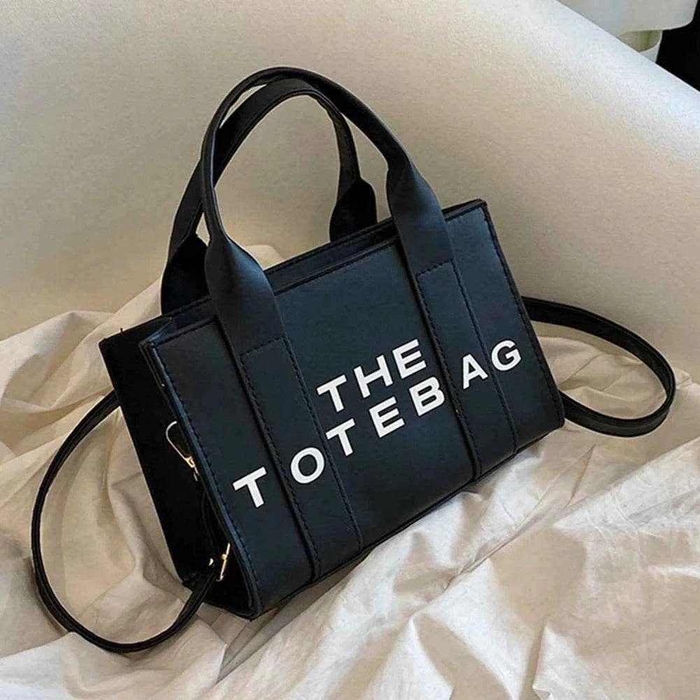 Women Messenger Bags Letters Printed Fashion Top-Handle Bags PU Leather Portable Casual Simple Adjustable Straps Female Tote Bag
