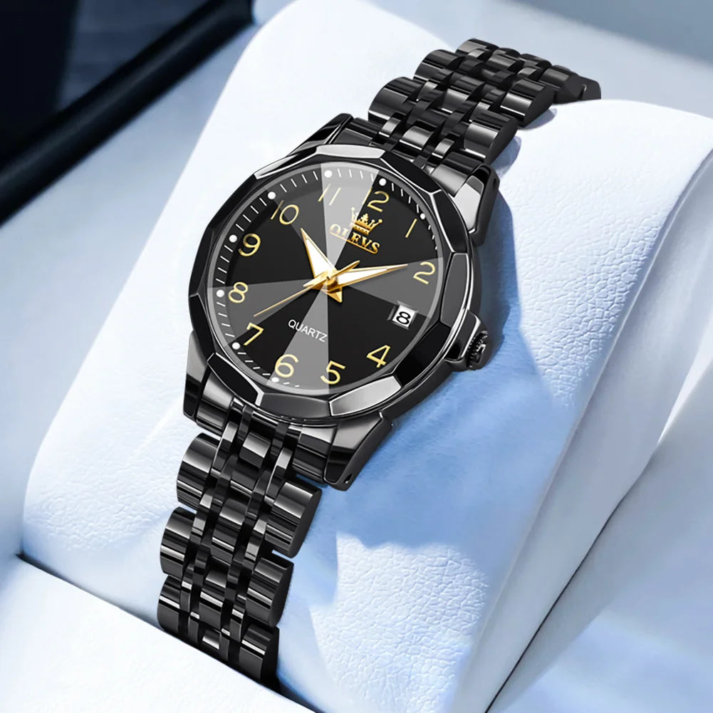 OLEVS 9931 Elegant Fashion Women's Watches Luxury Brand Original Quartz Watch for Lady Waterproof Stainless Steel Luminous Date - Qoraheyhub