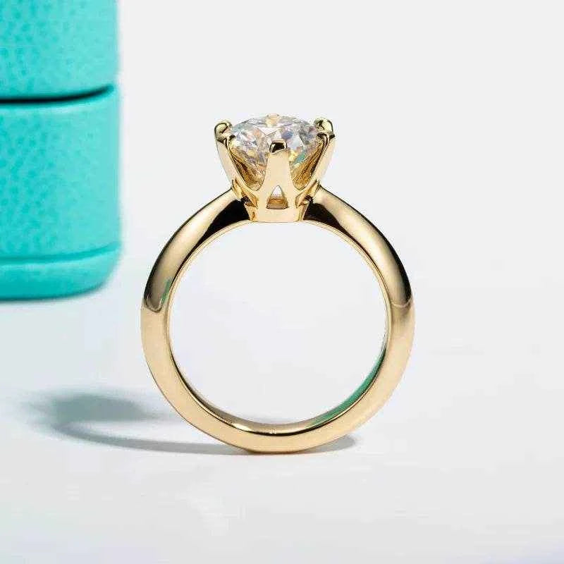 Yellow Gold Ring 3ct D Color Moissanite Engagement Rings For Women GRA Cer Customs Jewelry Wholesale