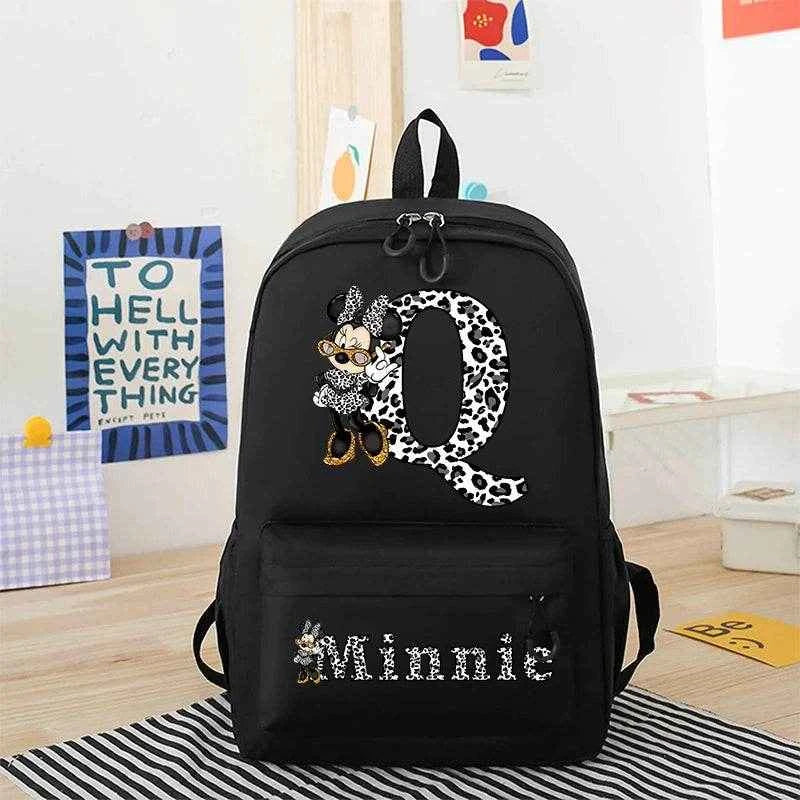Minnie Mouse Disney Girls Boys Cartoon Backpack Anime Knapsack Breathable Student Schoolbag Wear Resistant Canvas Bag Kids Gifts
