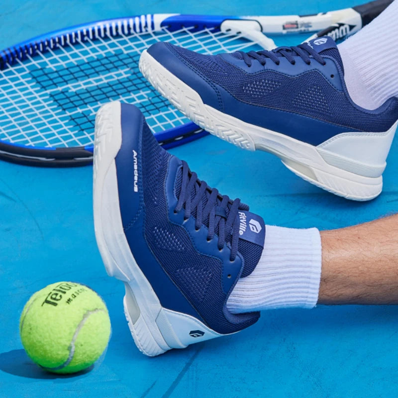 FitVille Wide Width Men's Tennis Shoes Professional Training Sneakers Breathable Non-Slip For Racquet Sport Arch Support