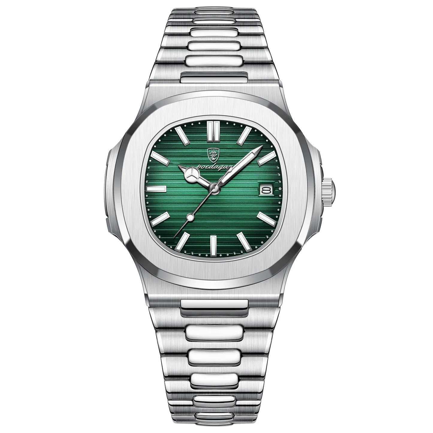 POEDAGAR Square Luxury Men Wristwatch Waterproof Luminous Date Stainless Steel Male Clock Business Sports Quartz Watches For Men - Qoraheyhub