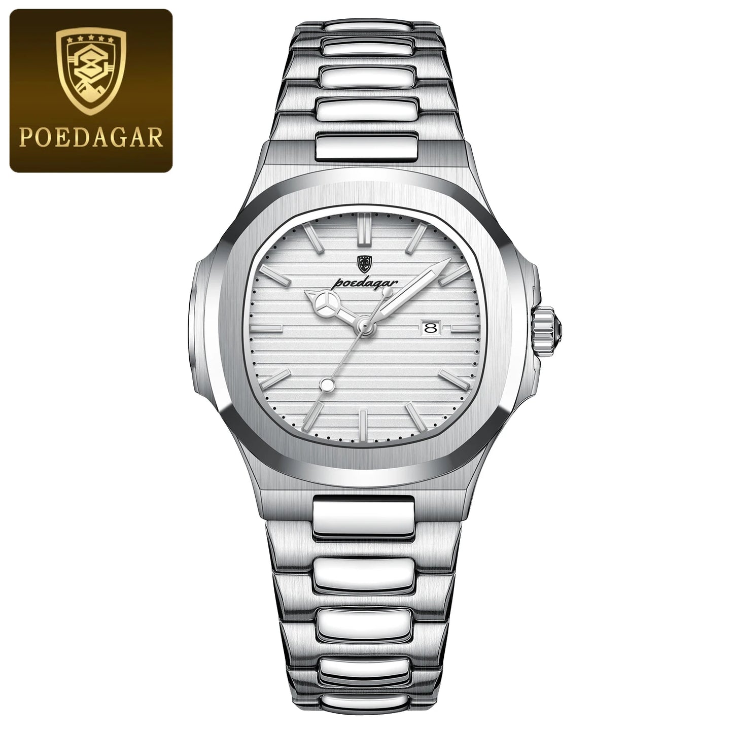 POEDAGAR Luxury Square Watch for Woman Waterproof Luminous Date Ladies Watch Stainless Steel Quartz Women's Watches Female Reloj - Qoraheyhub