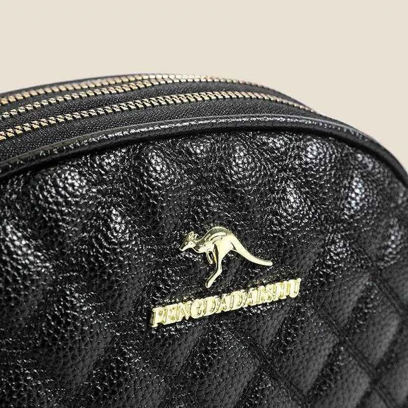 Women's Three-layer Mobile Phone Purse New Mom Crossbody Bag Versatile Diamond Grid Embroidery Thread Lightweight Shoulder Bag