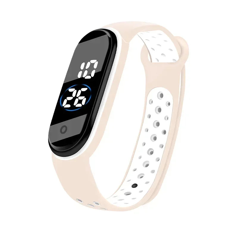 New Fashion Simple Sports Watch for Kids Children Waterproof Led Digital Watch Silicone Strap Teen Double Tone Color WristWatch - Qoraheyhub