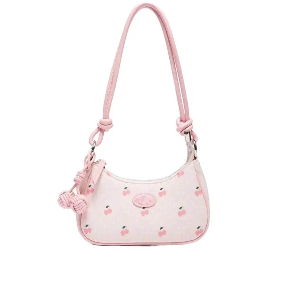 Strawberry Design Shoulder Bags 2025 New Spacious Practical Underarm Bags Versatile PU Handbags Spring Women Girl Wallets Qoraheyhub White Pink White-Pink-