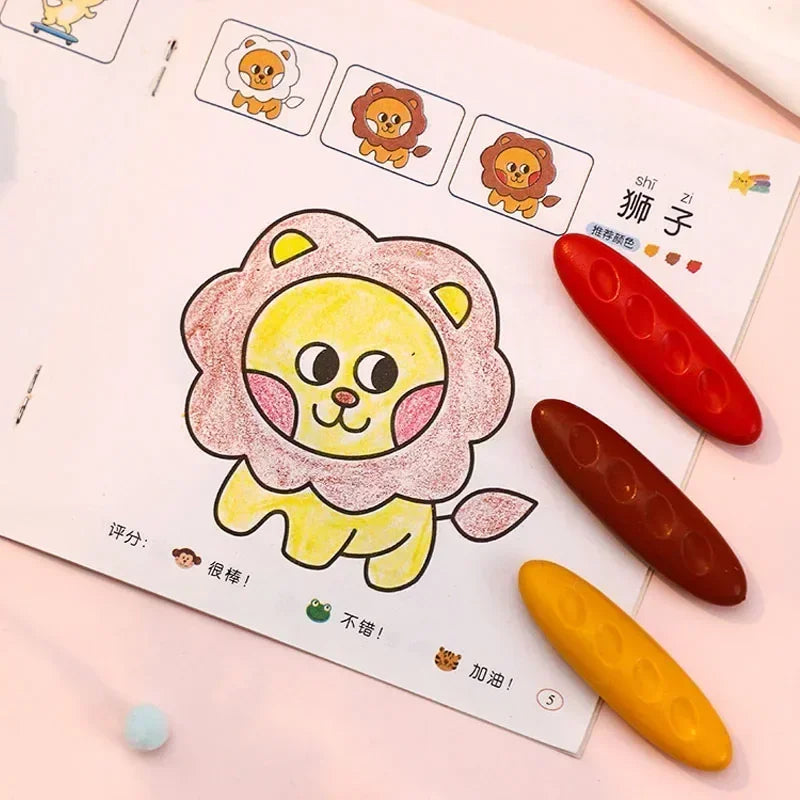 12/24/36 Colors Washable Not Dirty Hands Toddler Crayons Hole Crayons for Kids Non-Toxic Baby Crayons Coloring Art Supplies - Qoraheyhub