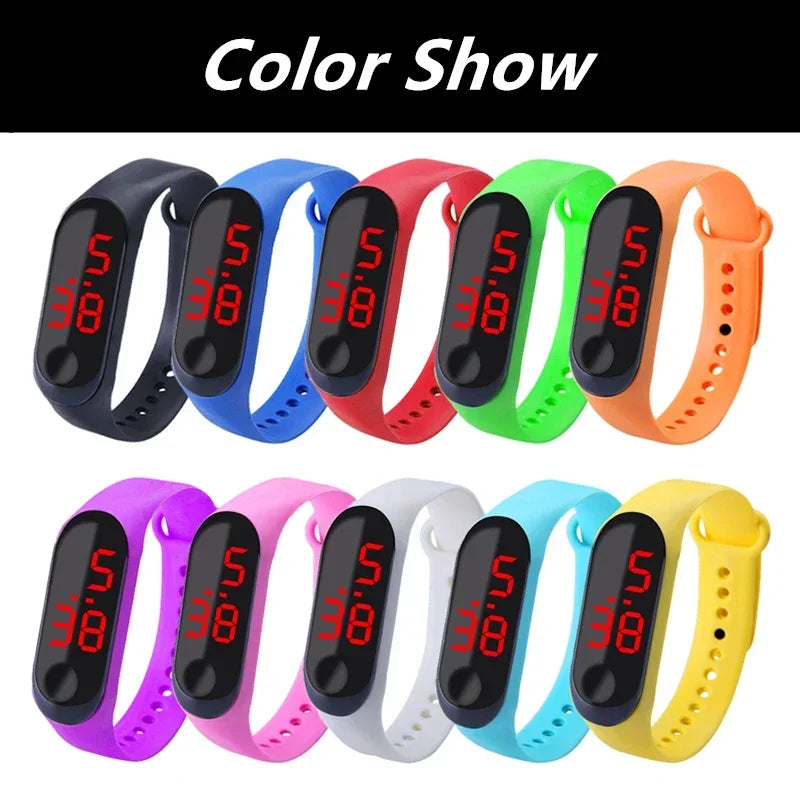 Fashion Sports Watch for Kids Children Waterproof Led Digital Watch Ultra-light Silicone Strap Teen Boys Girls WristWatch Unisex - Qoraheyhub