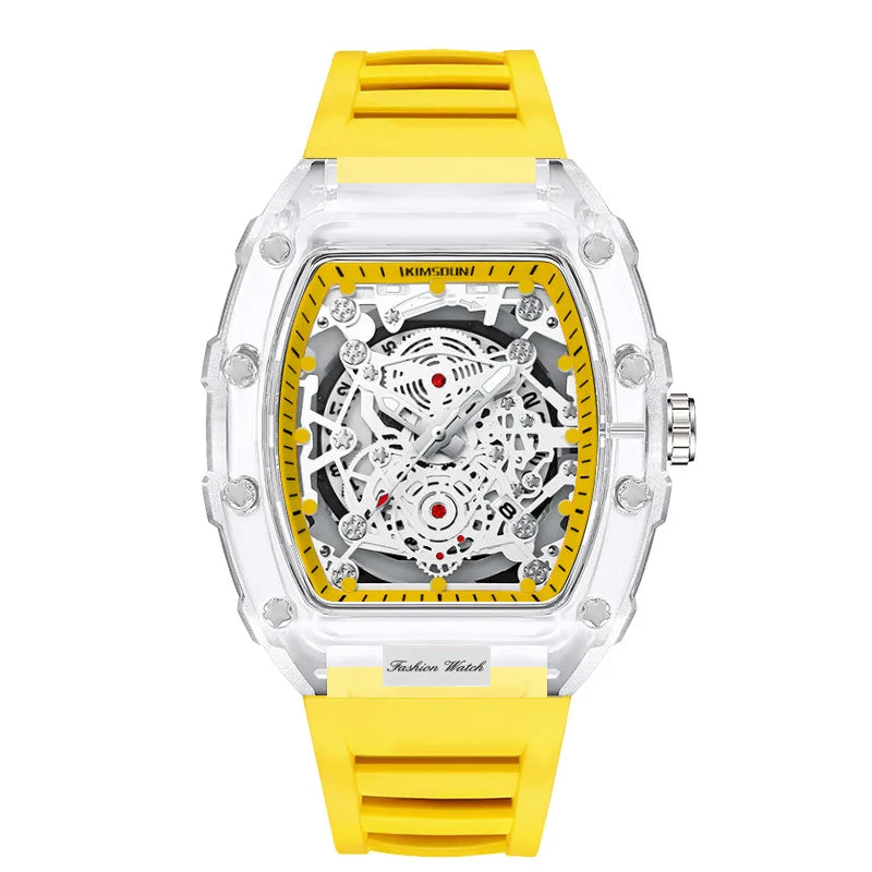 UTHAI BK134 Fashionable Men watch barrel shaped transparent waterproof quartz watch sports clock gift watches for man - Qoraheyhub