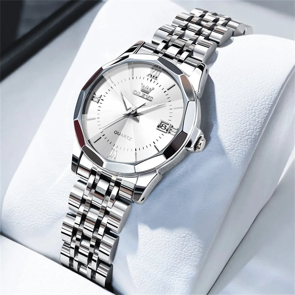 OLEVS 9931 Elegant Fashion Women's Watches Luxury Brand Original Quartz Watch for Lady Waterproof Stainless Steel Luminous Date - Qoraheyhub