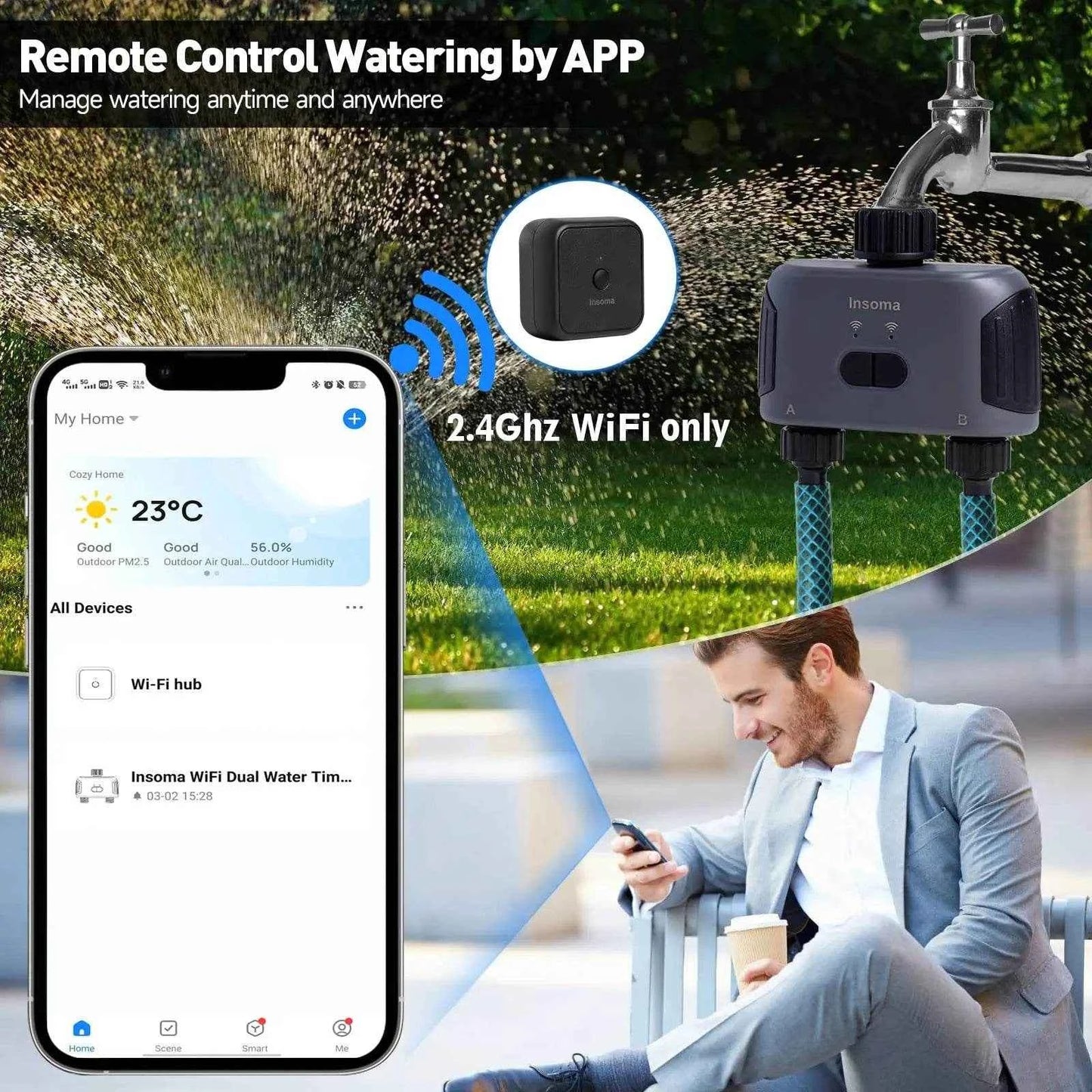 Insoma Wifi Water Timer for Garden with Smart Control