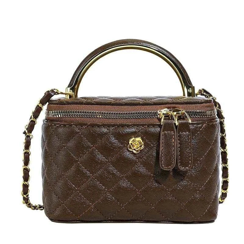 2025 New Women's Large Capacity Diamond Grid Single Shoulder Diagonal Cross Hand-held Small Square Bag, Famous Luxury Designer