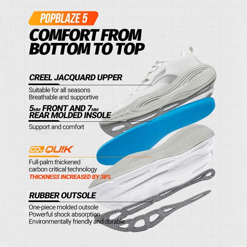 361 Degrees PopBlaze 5 Men Running Shoes New Cushioning Thick-soled Breathable Non-slip Outdoor Jogging Male Sneakers 672532212