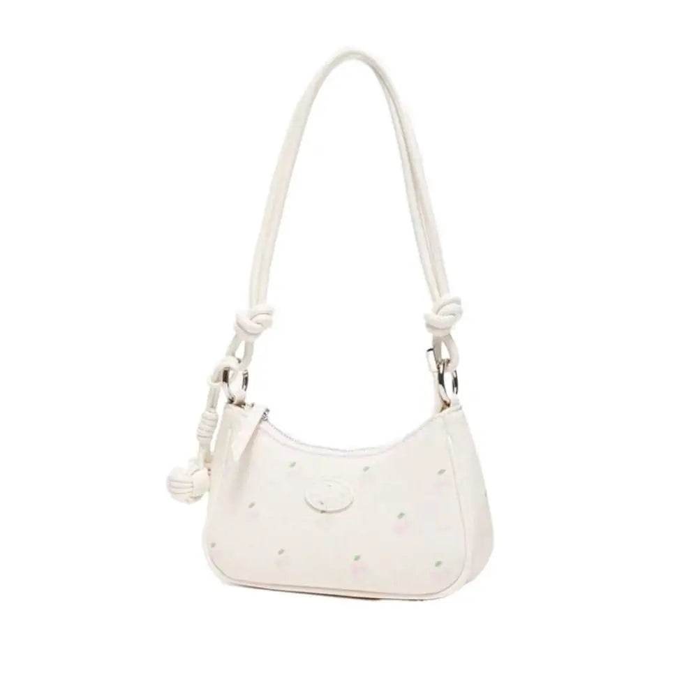 Strawberry Design Shoulder Bags 2025 New Spacious Practical Underarm Bags Versatile PU Handbags Spring Women Girl Wallets Qoraheyhub White Pink White-Pink-
