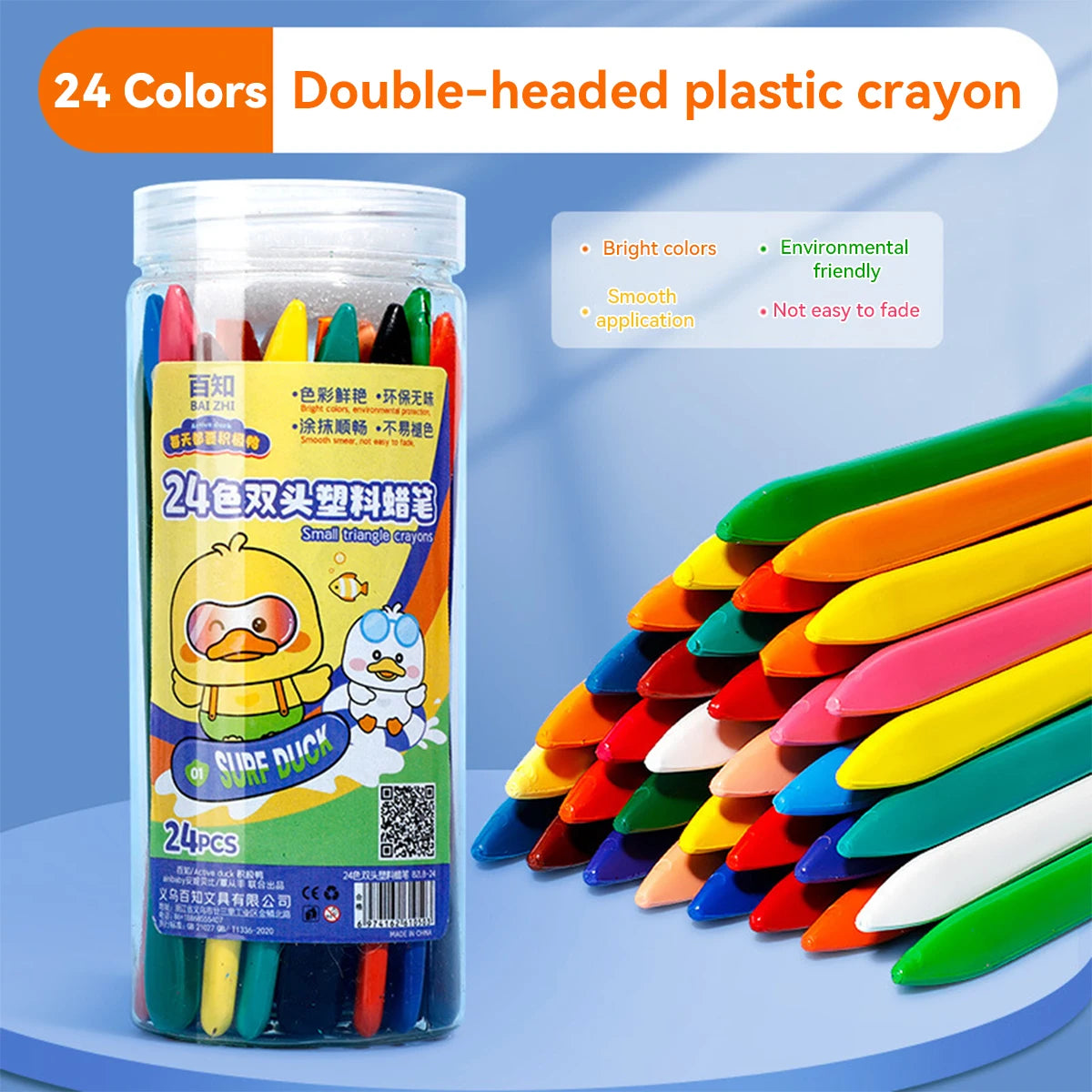 12-36 Color Kawaii Double-headed Triangle Crayon Children's Oil Painting Sticks Safe and Harmless Early Art Educational Supplies - Qoraheyhub