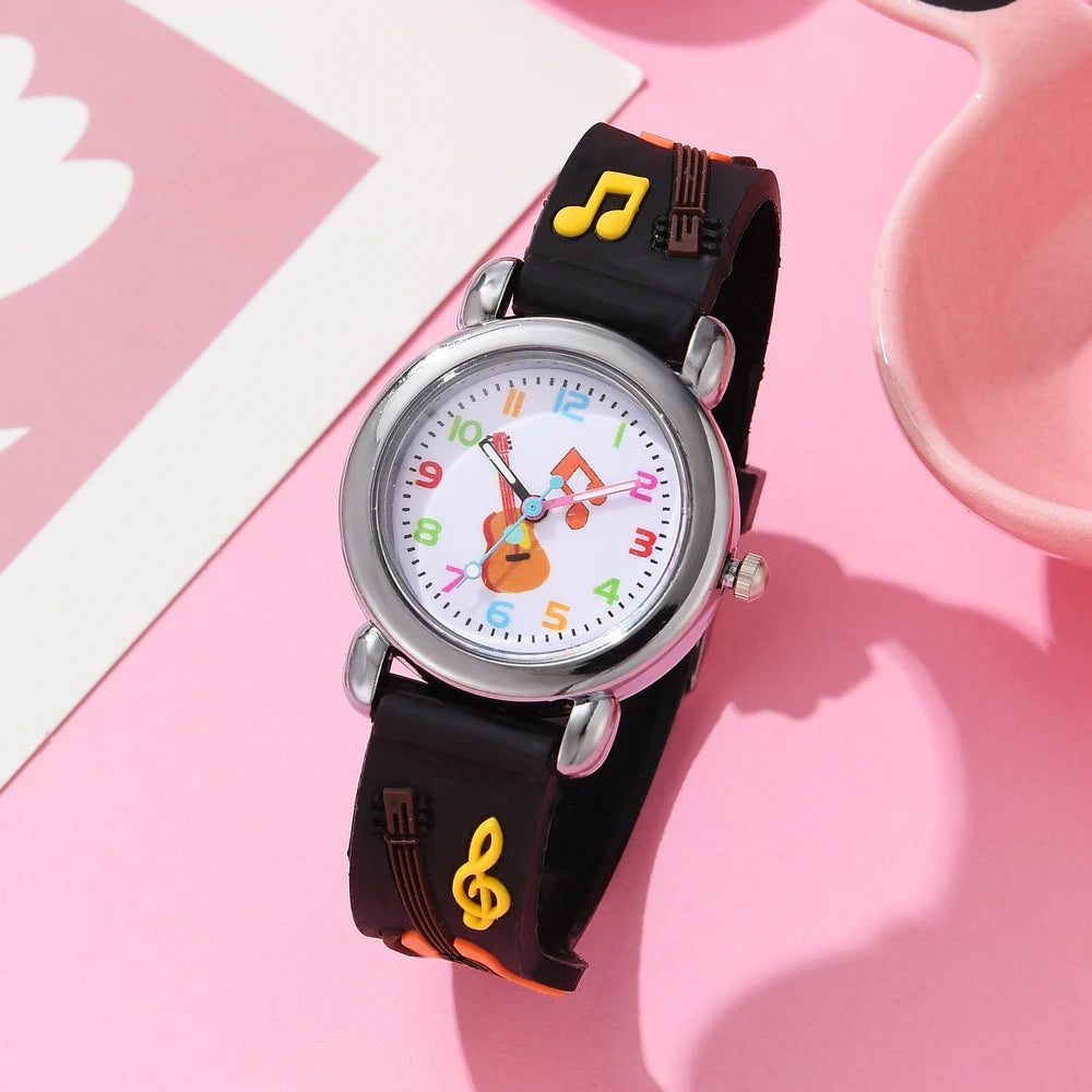 Kids Fashion Watches Cartoon Watches Pink Silicone Quartz Wristwatch Birthday Gift Girl Boy Children Study Time Girl Watch Clock - Qoraheyhub