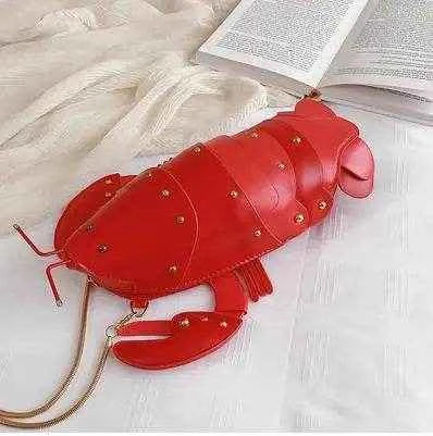 Cute Fashion Lobster Style Crossbody Mini Bag Pu Leather Girl's Chain Purses and Handbags Women Shoulder Bag Clutch Bag 2021