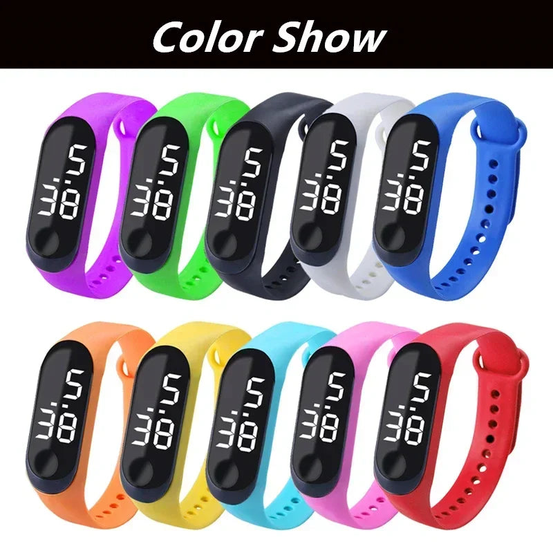 New Fashion Simple Sports Watch for Kids Children Waterproof Led Digital Watch Silicone Strap Teen Double Tone Color WristWatch - Qoraheyhub