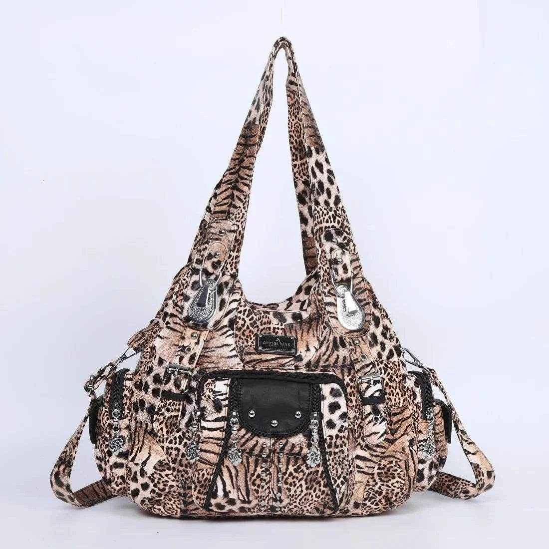 Angelkiss Women Fashion Handbags Large Shoulder Bags PU Leopard Handbag Satchel Big-capacity Shoulder Bag Phane Purse bolsa