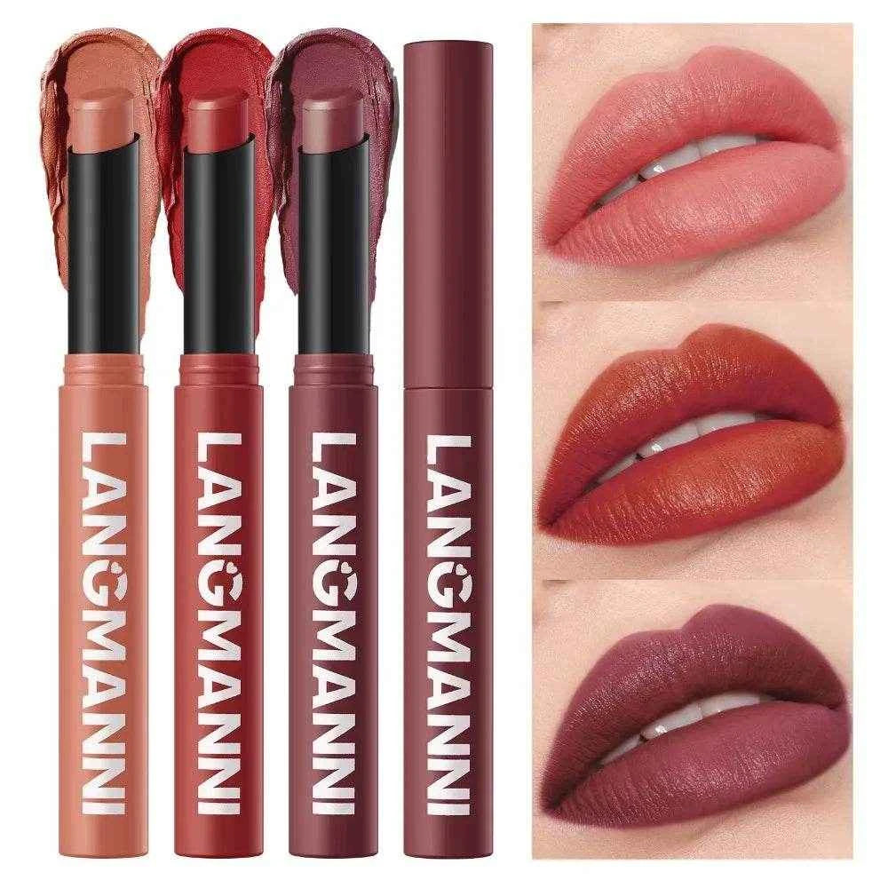 12 Color Matte Lipstick Pencil Waterproof Long Lasting Non-Stick Cup Lip Stain Tint Cosmetic Nude Lipstick Pen Makeup Maquillage