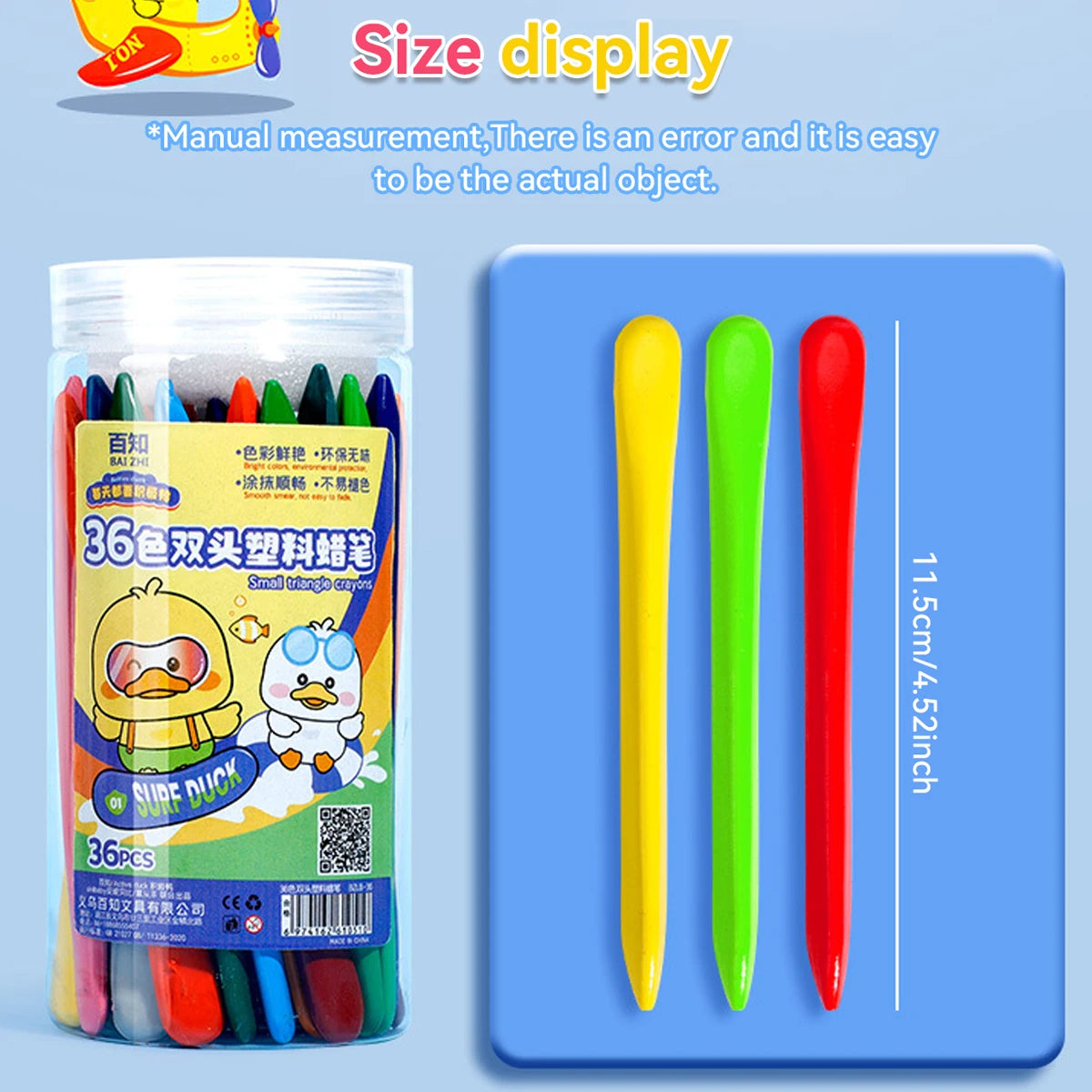 12-36 Color Kawaii Double-headed Triangle Crayon Children's Oil Painting Sticks Safe and Harmless Early Art Educational Supplies - Qoraheyhub