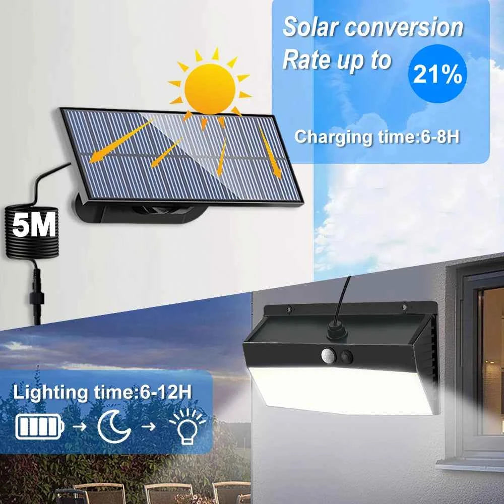 Outdoor 368/468 LED Solar Wall Light Motion Sensor Lights 3 Lighting Modes Solar Powered Garden Lights For Garden Lighting