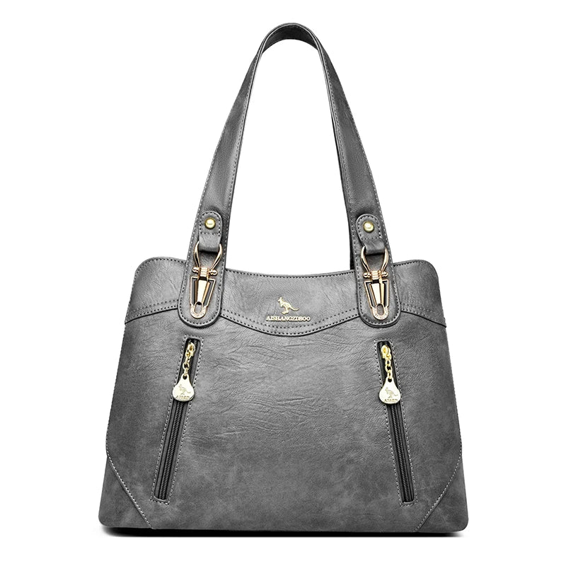 Genuine Brand Bark Pattern Leather Casual Tote A4 Large Luxury Handbags Women Bags Designer Shoulder Hand Bags for Women