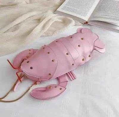 Cute Fashion Lobster Style Crossbody Mini Bag Pu Leather Girl's Chain Purses and Handbags Women Shoulder Bag Clutch Bag 2021