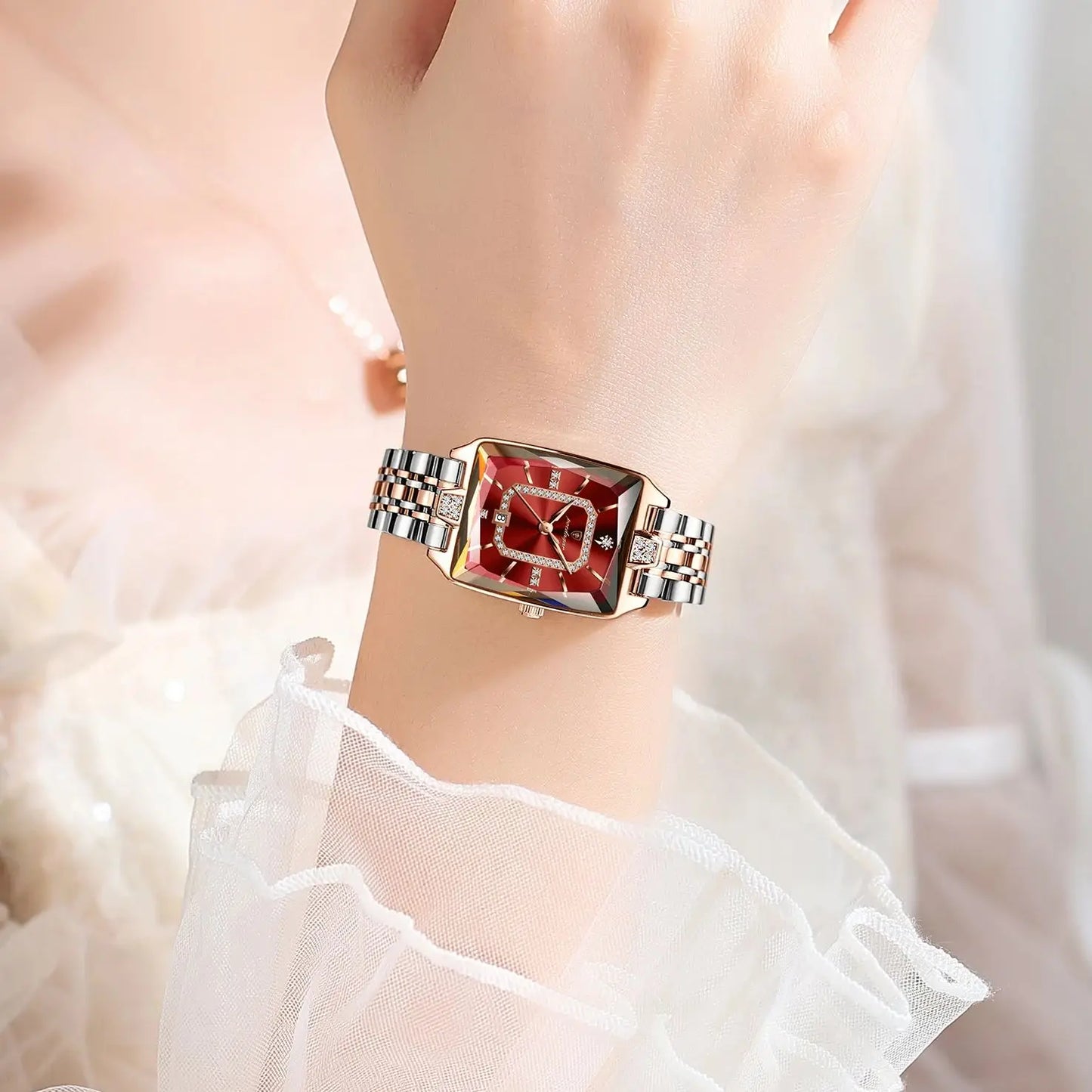 POEDAGAR Luxury Watch For Woman Elegant Waterproof Calendar Ladies Watch Rectangle Stainless Steel Quartz Women's Watches Female - Qoraheyhub