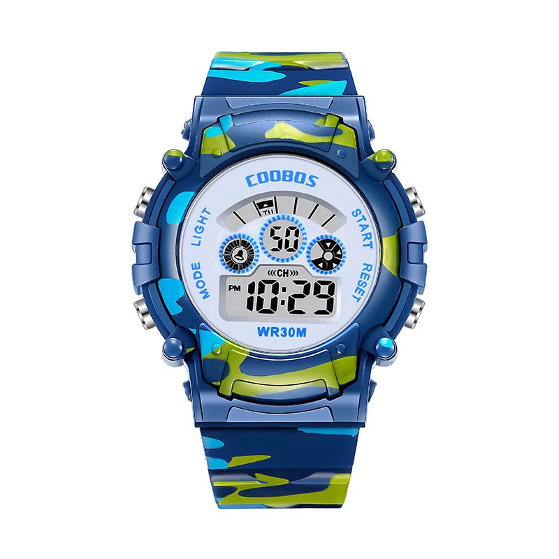 Military Sports Children Watch Colorful Back-light LED Digital Watch Luminous Waterproof Electronic Watch for kids Boys girls - Qoraheyhub
