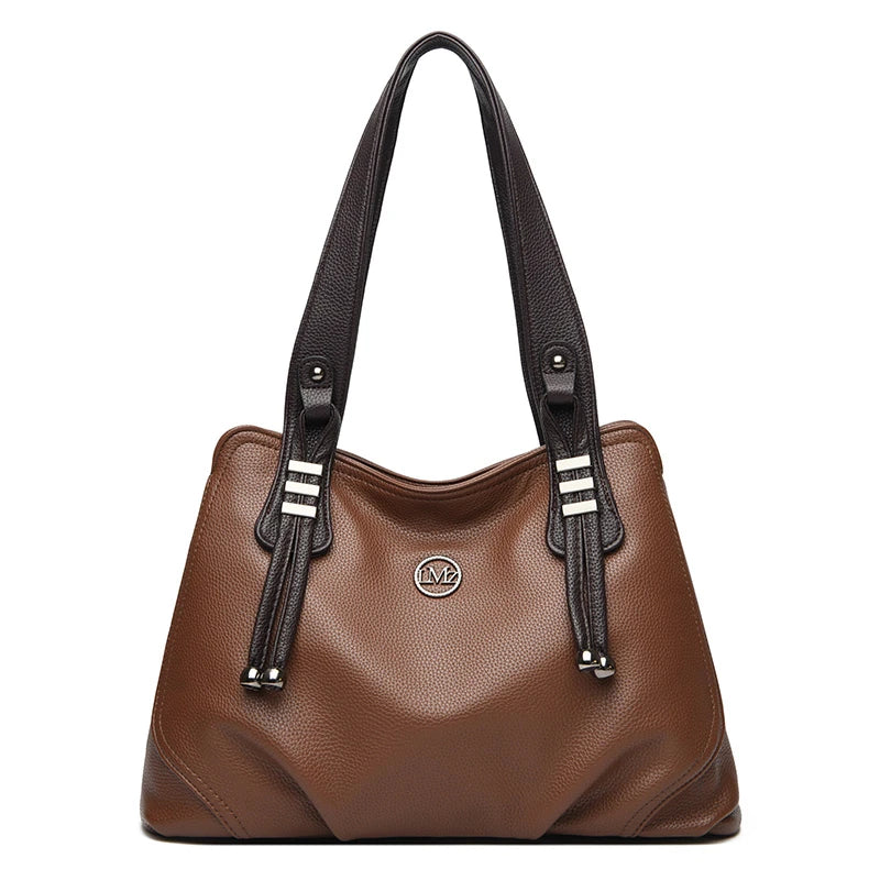 High Quality Soft Leather Handbags for Women Vintage Shoulder Tote Bag Luxury Designer Ladies Large Capacity Top-Handle Bags Sac