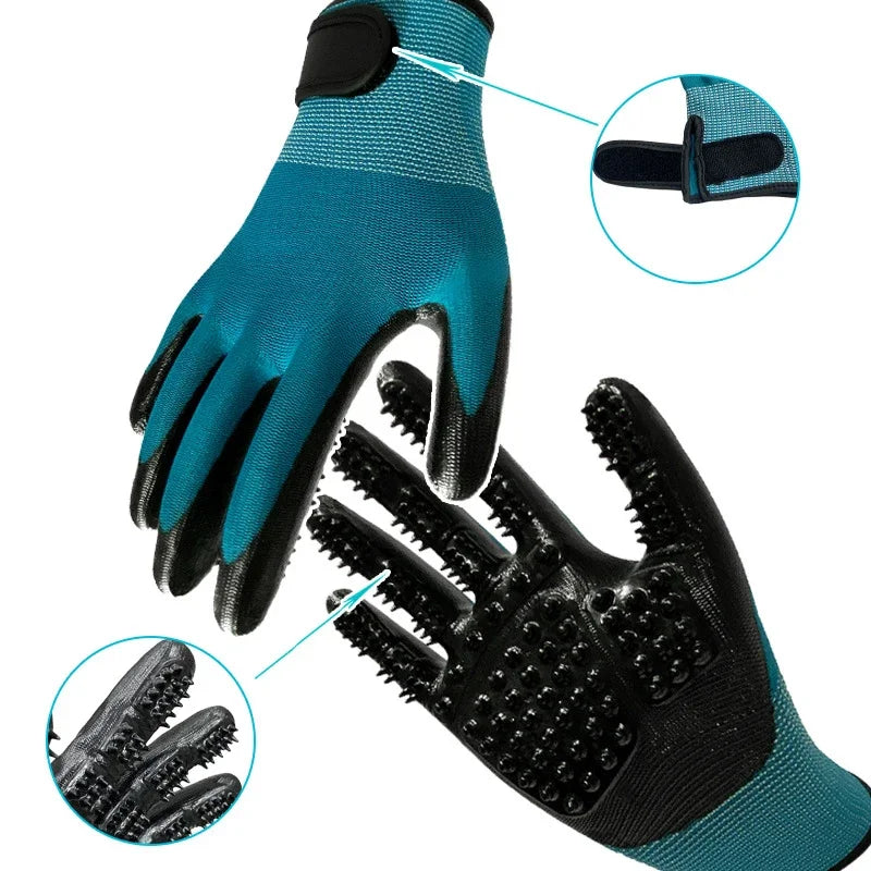 One Pair Hair Grooming Glove For Pet Dog Cat Bathing Silicone Massage Brush Dipping Gumming Rubber Gloves Dog Deshedding Comb - Qoraheyhub