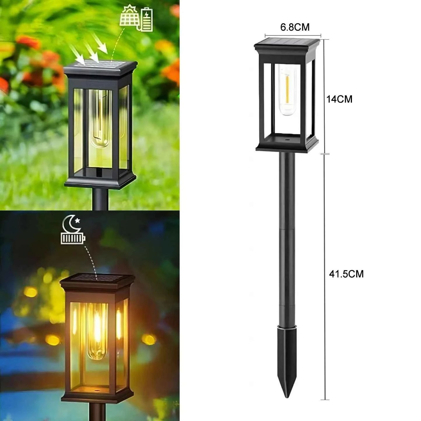 LED Solar Outdoor Pathway Lights Tungsten Filament Bulb Solar Path Walkway Lighting Waterproof Landscape Yard Lawn Driveway