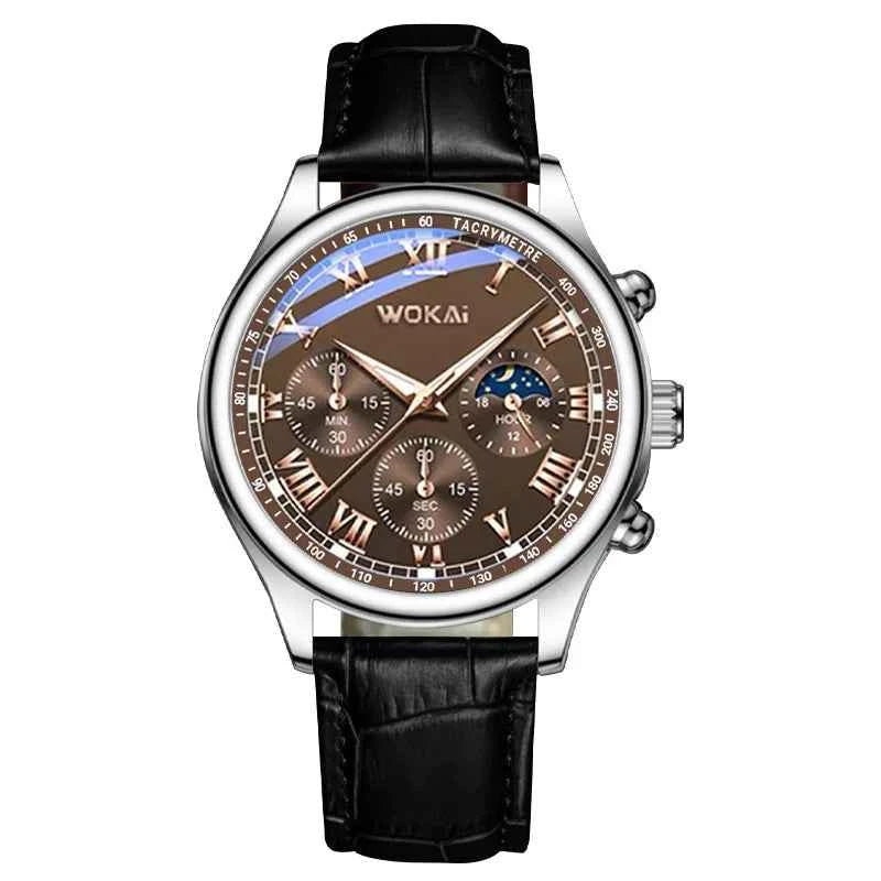 New Business Mens Watches Waterproof Sports Quartz Watch for Men Women Boy Wristwatch Roman Numerals Clock Silver Brown Reloj