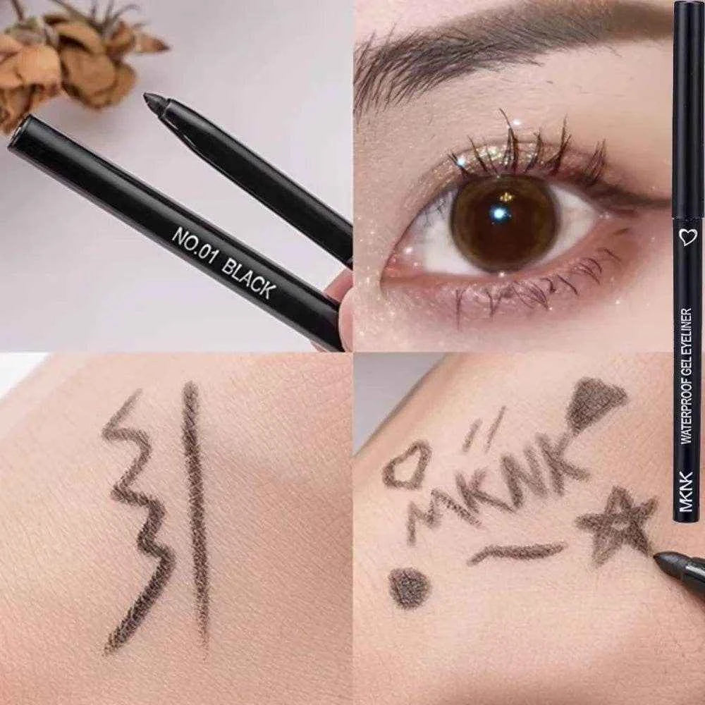 1/6Pcs 2 In 1 Eyeliner Lip Liner Gel Pencil Waterproof Long-lasting White Black Brown Easy Wear Eyeliner Makeup Eye Cosmetic
