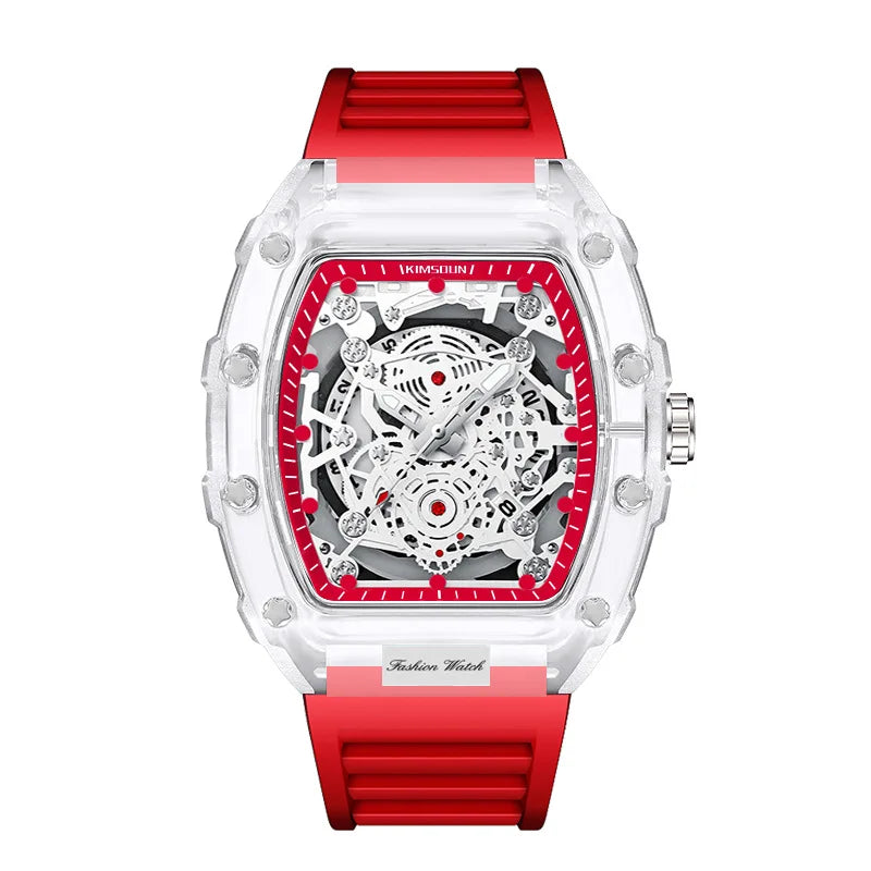 UTHAI BK134 Fashionable Men watch barrel shaped transparent waterproof quartz watch sports clock gift watches for man - Qoraheyhub