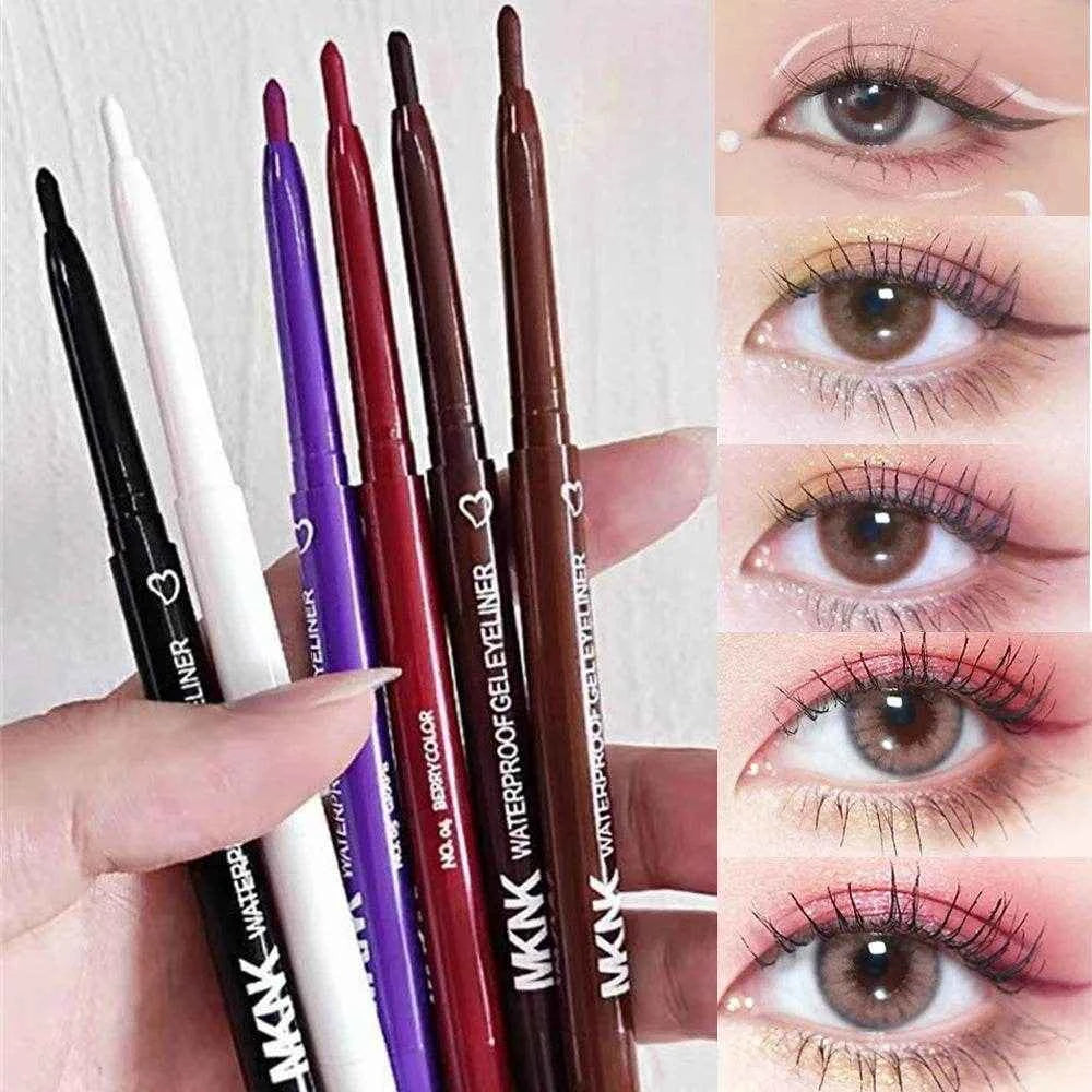 1/6Pcs 2 In 1 Eyeliner Lip Liner Gel Pencil Waterproof Long-lasting White Black Brown Easy Wear Eyeliner Makeup Eye Cosmetic