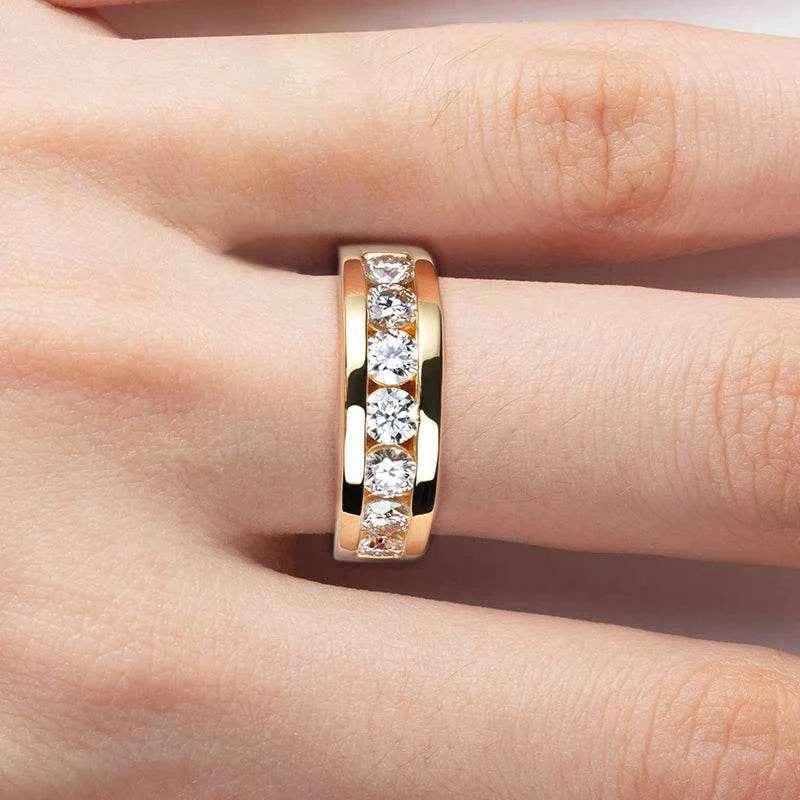 4mm All Moissanite Engagement Man Rings 925 Sterling Silver Plated Lab Created Diamond Wedding Band