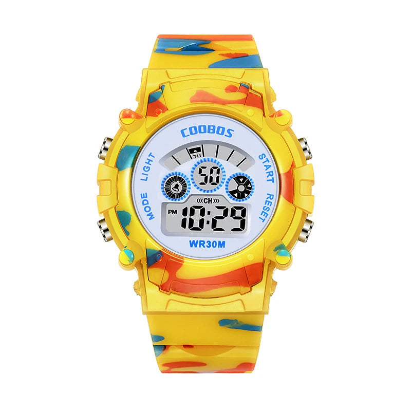 Military Sports Children Watch Colorful Back-light LED Digital Watch Luminous Waterproof Electronic Watch for kids Boys girls - Qoraheyhub