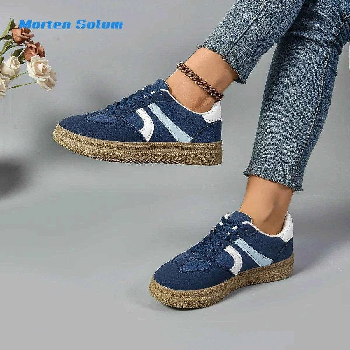 Women Blue Suede Sneakers 2024 Fashion Low-top Ladies Trendy Shoes Comfort Casual Vulcanized Sneakers Female Zapatos De Mujer