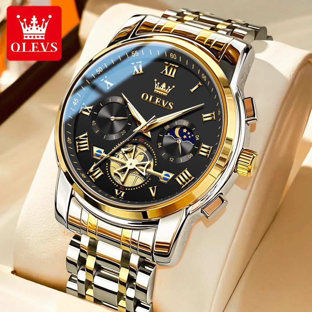 OLEVS Top Brand Men's Watches Classic Roman Scale Dial Luxury Wrist Watch for Men Original Quartz Waterproof Luminous Male Reloj - Qoraheyhub