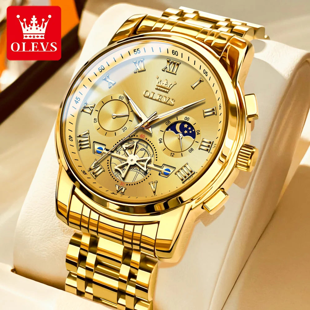 OLEVS Top Brand Men's Watches Classic Roman Scale Dial Luxury Wrist Watch for Men Original Quartz Waterproof Luminous Male Reloj - Qoraheyhub