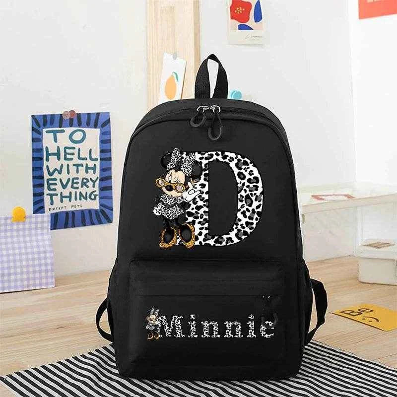 Minnie Mouse Disney Girls Boys Cartoon Backpack Anime Knapsack Breathable Student Schoolbag Wear Resistant Canvas Bag Kids Gifts