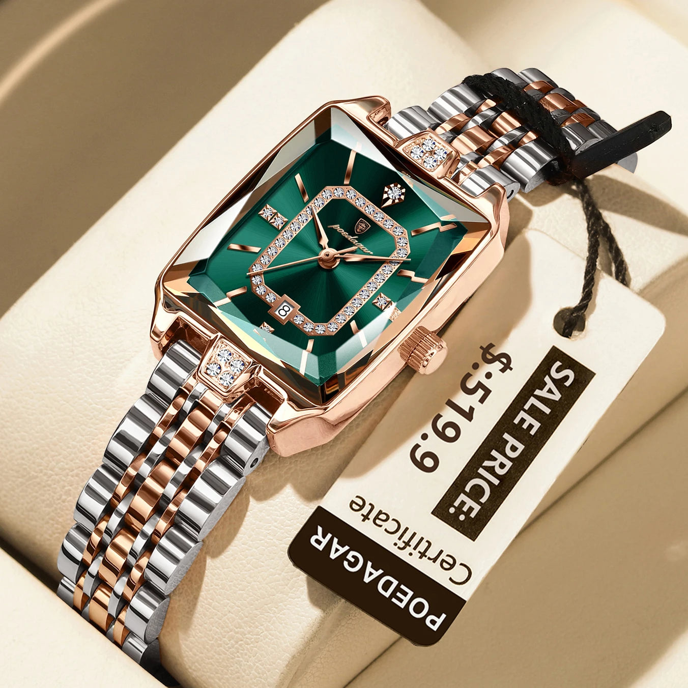 POEDAGAR Luxury Watch For Woman Elegant Waterproof Calendar Ladies Watch Rectangle Stainless Steel Quartz Women's Watches Female - Qoraheyhub