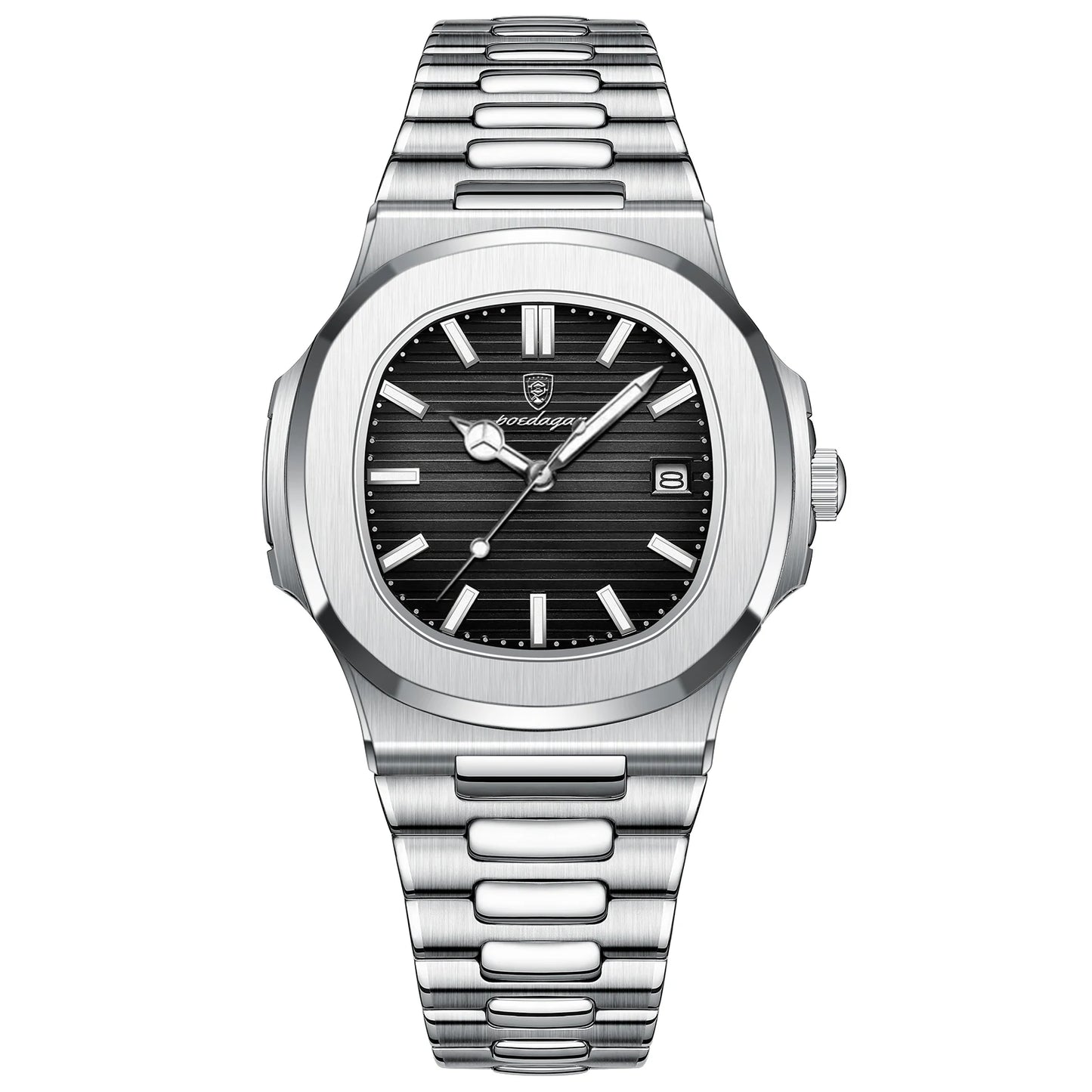 POEDAGAR Square Luxury Men Wristwatch Waterproof Luminous Date Stainless Steel Male Clock Business Sports Quartz Watches For Men - Qoraheyhub