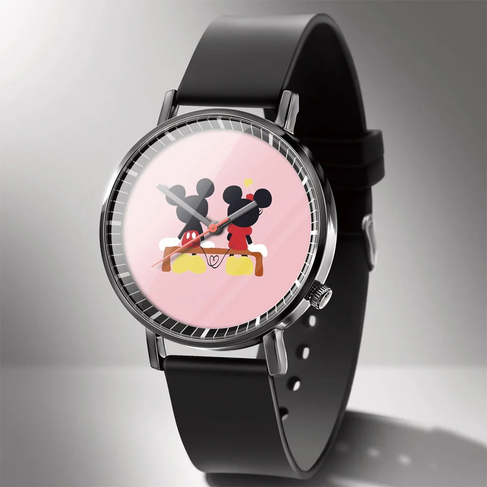 Disney Mickey Minnie Mouse Girl Boy Children's Kids Watch Women Cute Male Female Couple Wrist Watches Birthday Gifts - Qoraheyhub