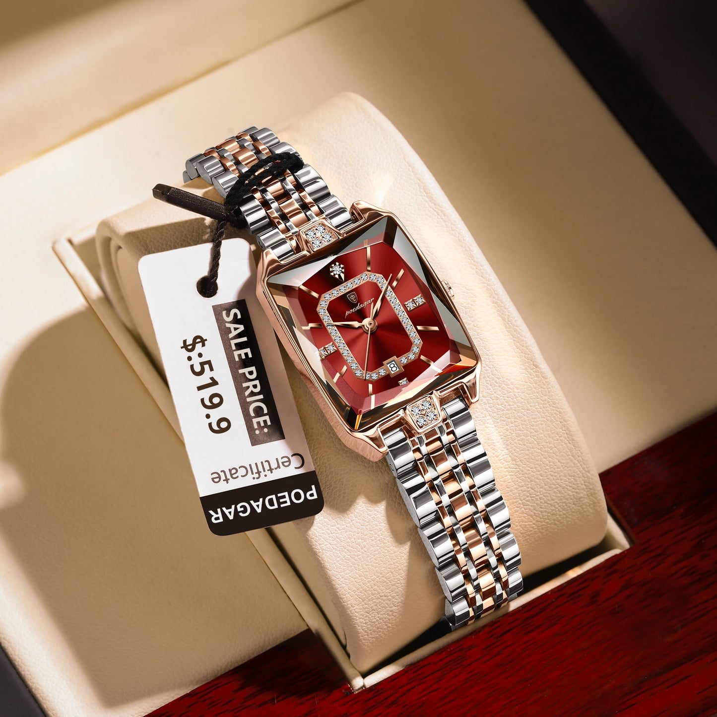 POEDAGAR Luxury Watch For Woman Elegant Waterproof Calendar Ladies Watch Rectangle Stainless Steel Quartz Women's Watches Female - Qoraheyhub