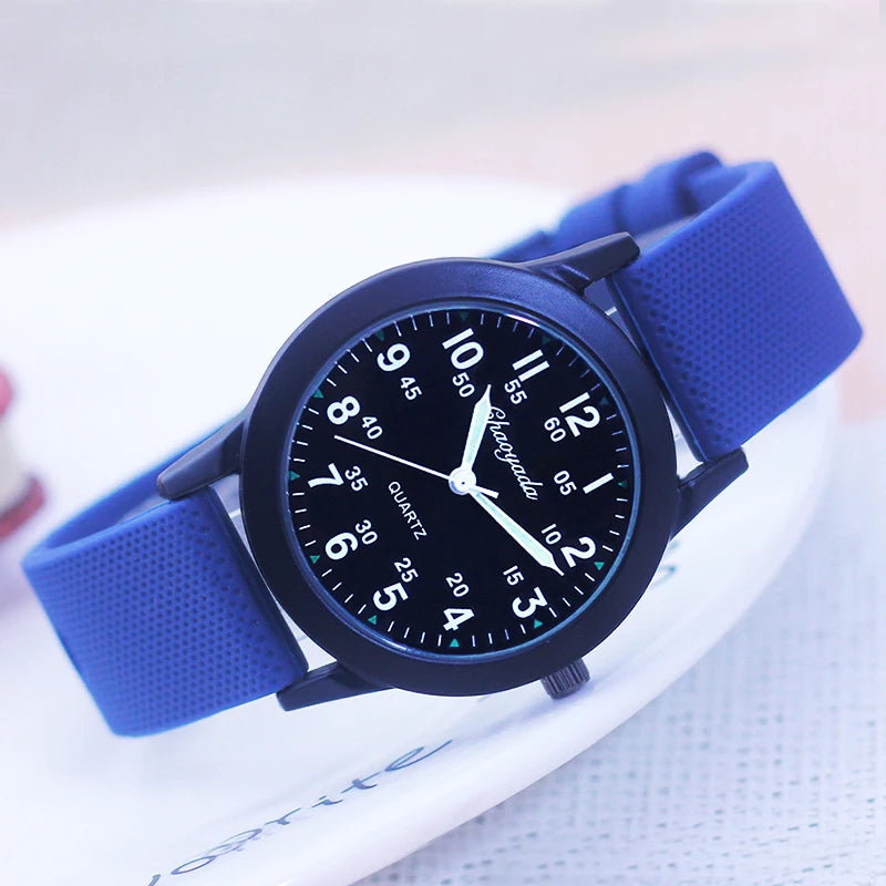 Children Boys Girls 60 Minute Scale Quartz Wristwatches Junior High And Elementary School Students Exam Watches Silicone Strap - Qoraheyhub