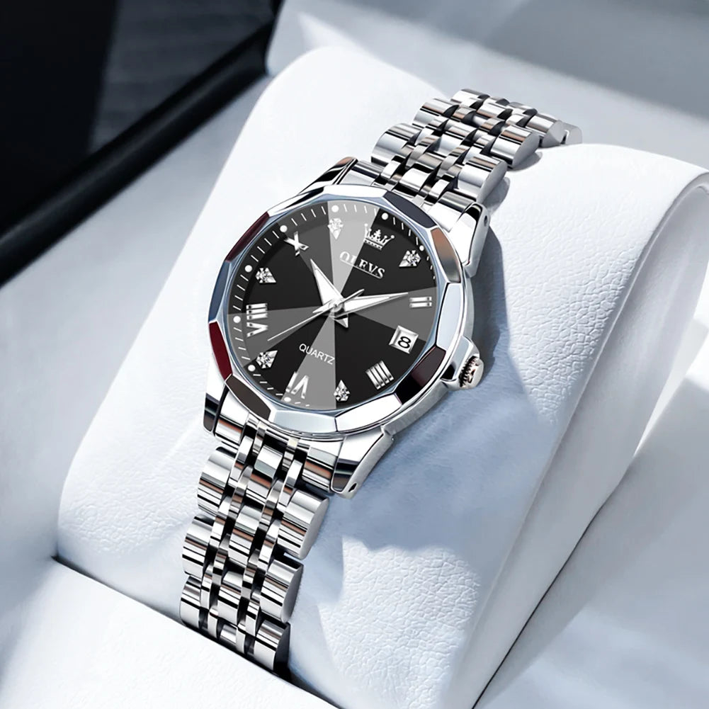 OLEVS 9931 Elegant Fashion Women's Watches Luxury Brand Original Quartz Watch for Lady Waterproof Stainless Steel Luminous Date - Qoraheyhub